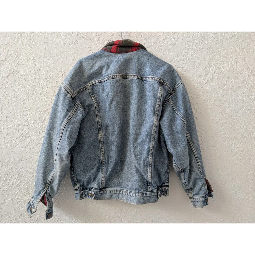 VTG 80s Levi's Denim Trucker Jacket Mens Medium Plaid Flannel Lined Made in USA
